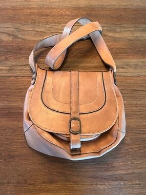 Patricia Nash Saddle-Style Crossbody Bag in Tan